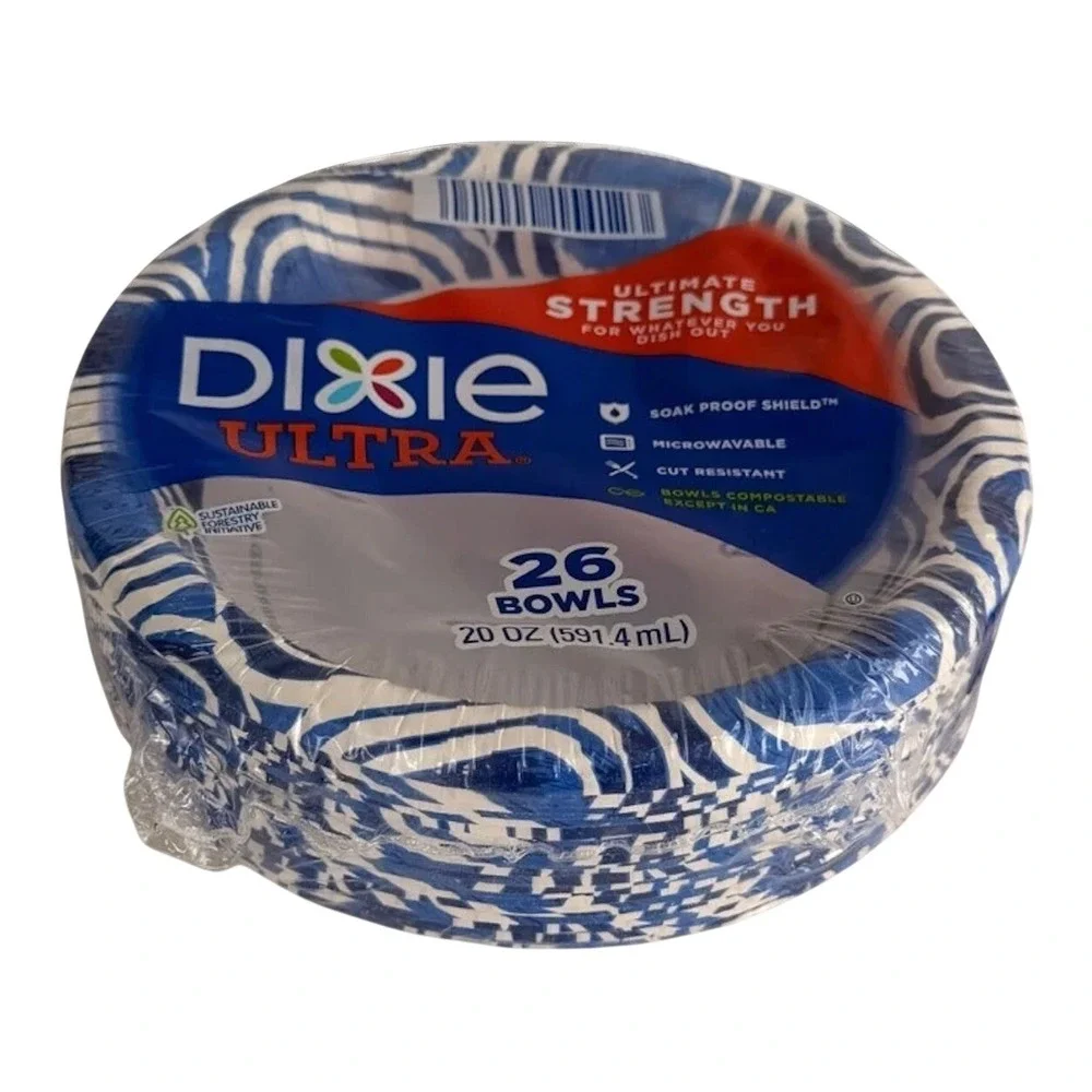 Dixie Ultra Built Strong Paper Bowls Microwave Safe Compostable 26 Count - 20 Oz